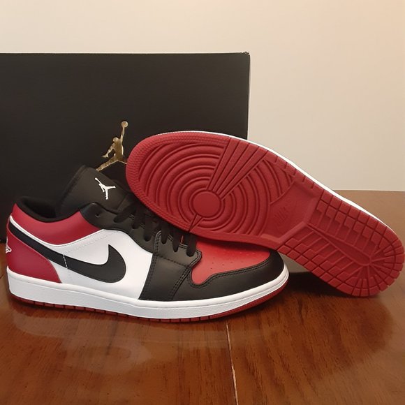 SIZE 11.5 - Nike Air Jordan 1 Low Bred Toe - 553558-612 - AUTHENTIC NEW!! - Picture 3 of 6